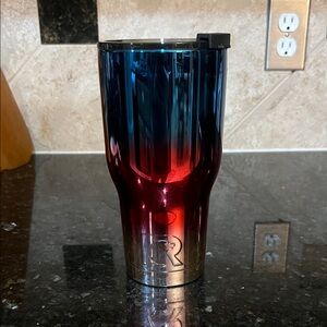 Reflective Red and Blue Tumbler with Lid